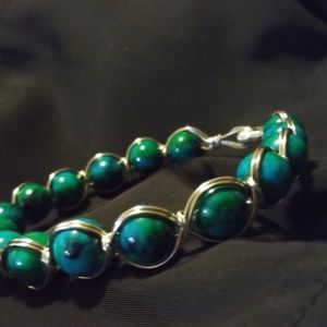 Dark Turquoise bangle bracelet handcrafted